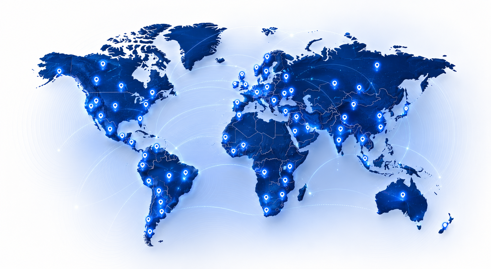 Mapa-múndi com a presença internacional do AlignerPlay